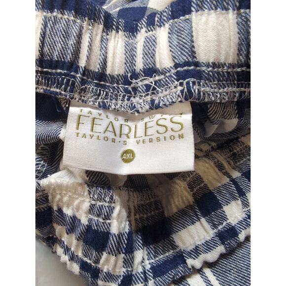 Taylor Swift AUTHENTIC Fearless Pants Pajama PJ Lounge Blue White Plaid 4XL NEW - Picture 2 of 3